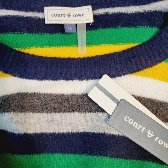 NWT Court & Rowe Stripe Crop Yellow Navy Sweater - Picture 5 of 6